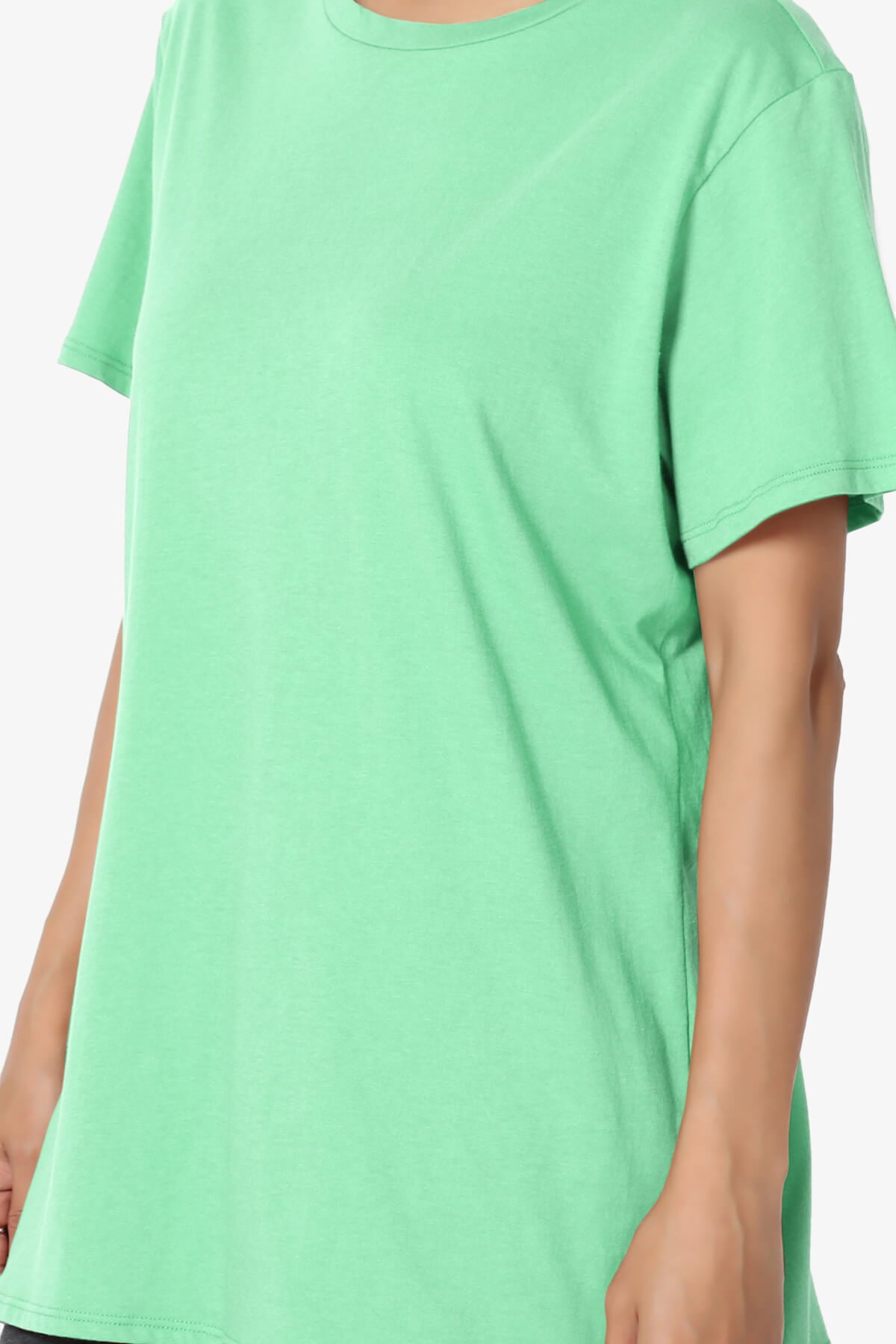Mayra O Neck Cotton Boyfriend Tee GREEN MINT_5