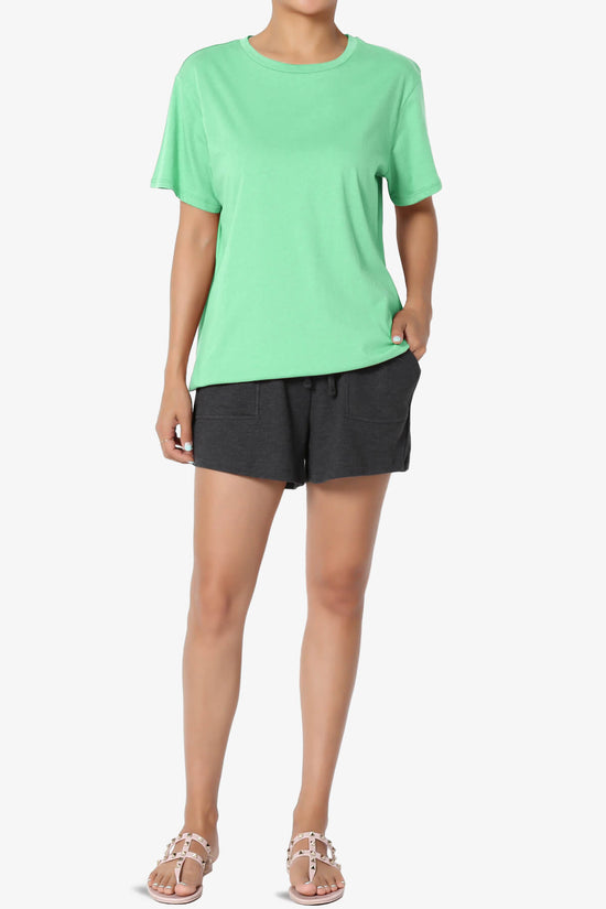 Mayra O Neck Cotton Boyfriend Tee GREEN MINT_6