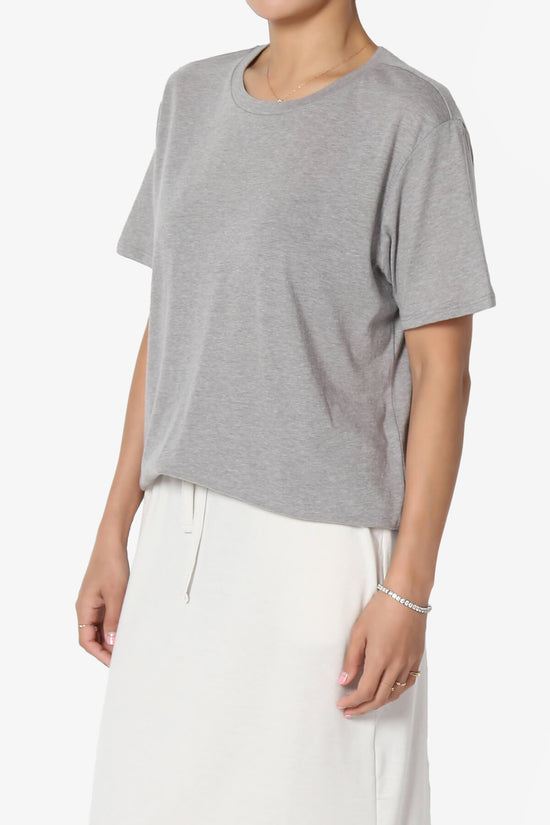 Mayra O Neck Cotton Boyfriend Tee HEATHER GREY_3