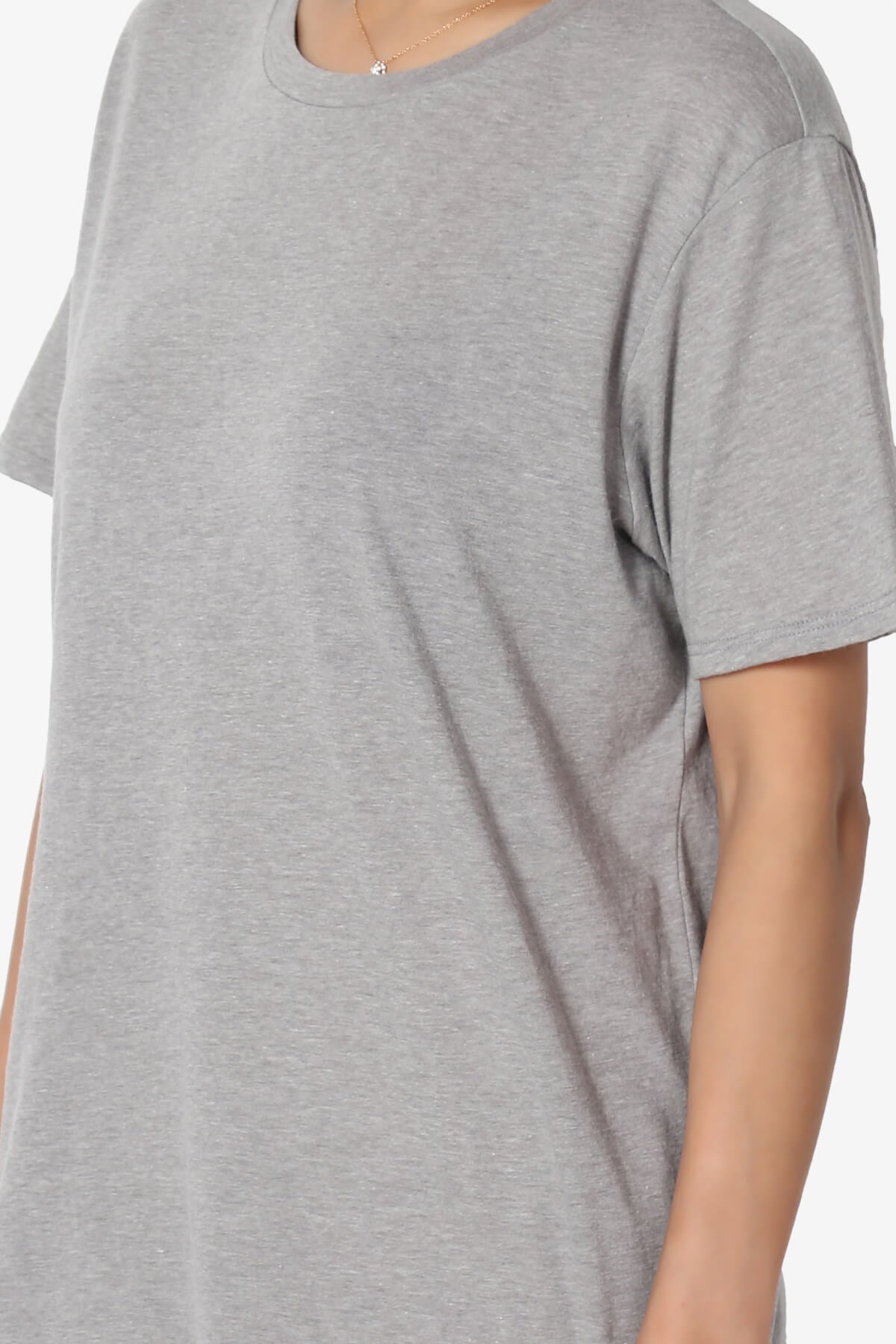 Mayra O Neck Cotton Boyfriend Tee HEATHER GREY_5