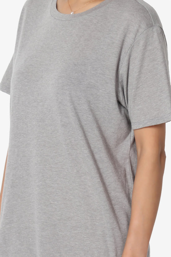 Mayra O Neck Cotton Boyfriend Tee HEATHER GREY_5