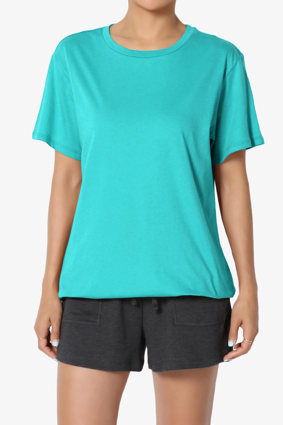 Mayra O Neck Cotton Boyfriend Tee ICE BLUE_1