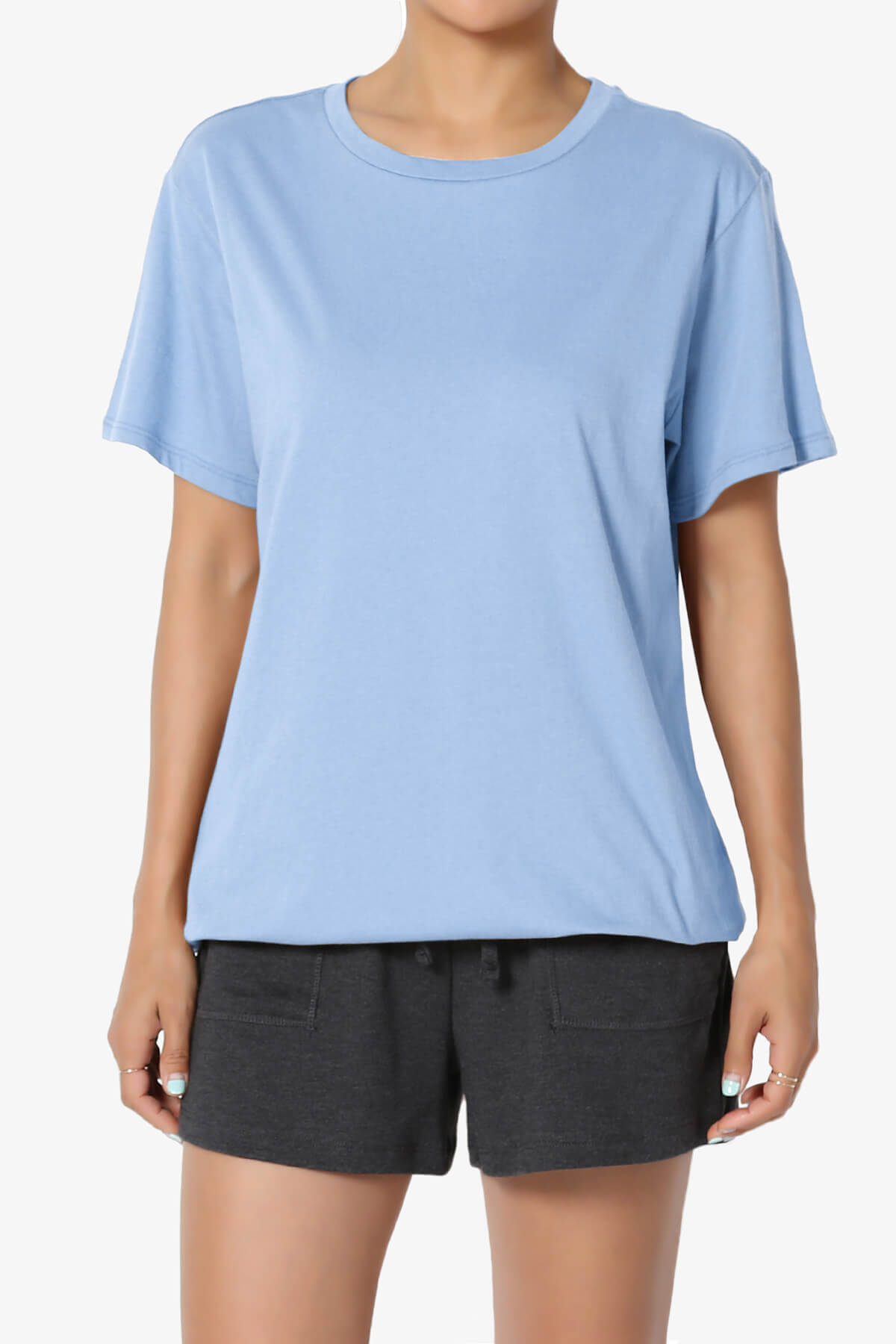 Mayra O Neck Cotton Boyfriend Tee LIGHT BLUE_1