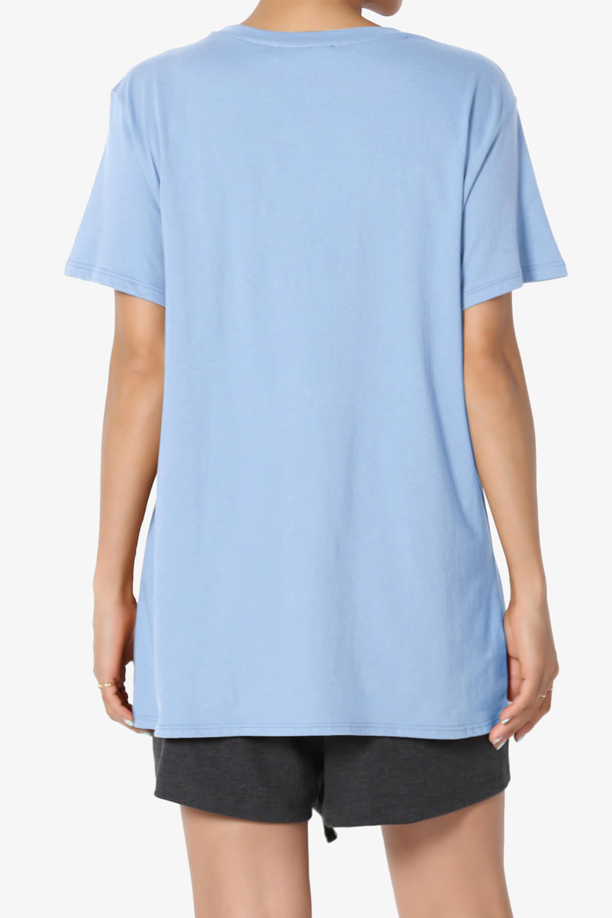 Mayra O Neck Cotton Boyfriend Tee LIGHT BLUE_2