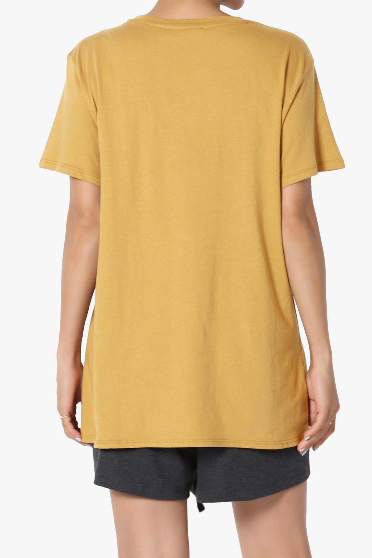 Mayra O Neck Cotton Boyfriend Tee LIGHT MUSTARD_2