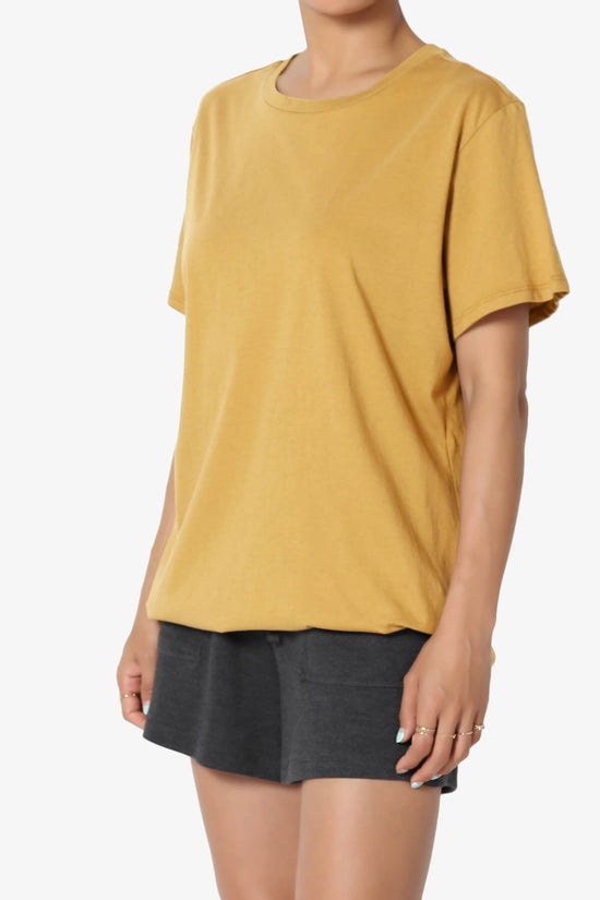 Mayra O Neck Cotton Boyfriend Tee LIGHT MUSTARD_3