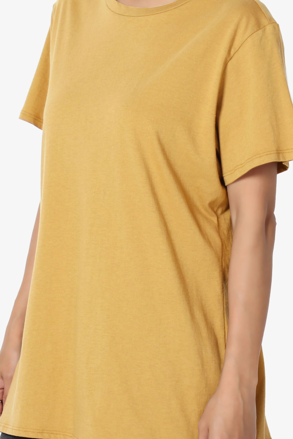 Mayra O Neck Cotton Boyfriend Tee LIGHT MUSTARD_5