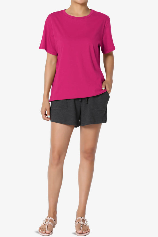 Mayra O Neck Cotton Boyfriend Tee MAGENTA_6