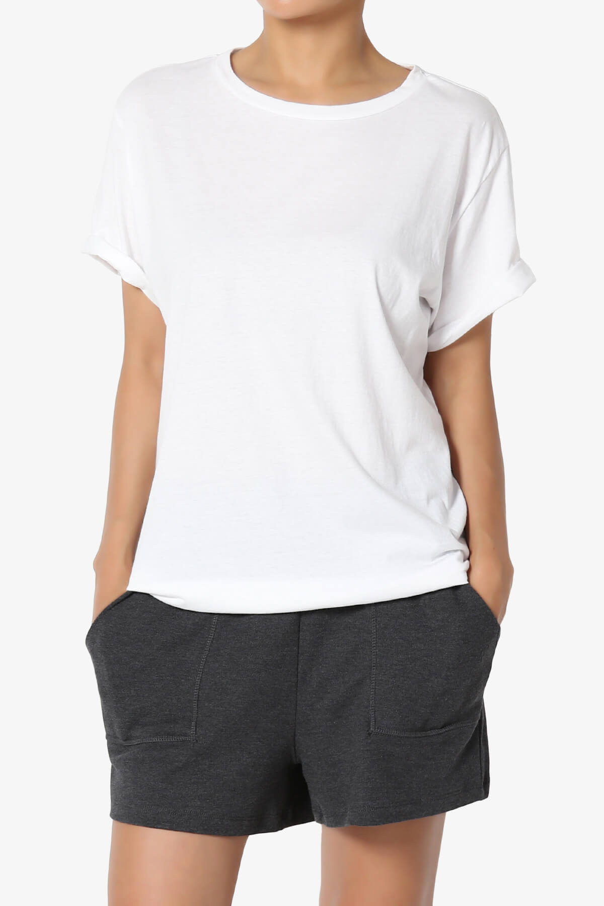 Mayra O Neck Cotton Boyfriend Tee WHITE_1