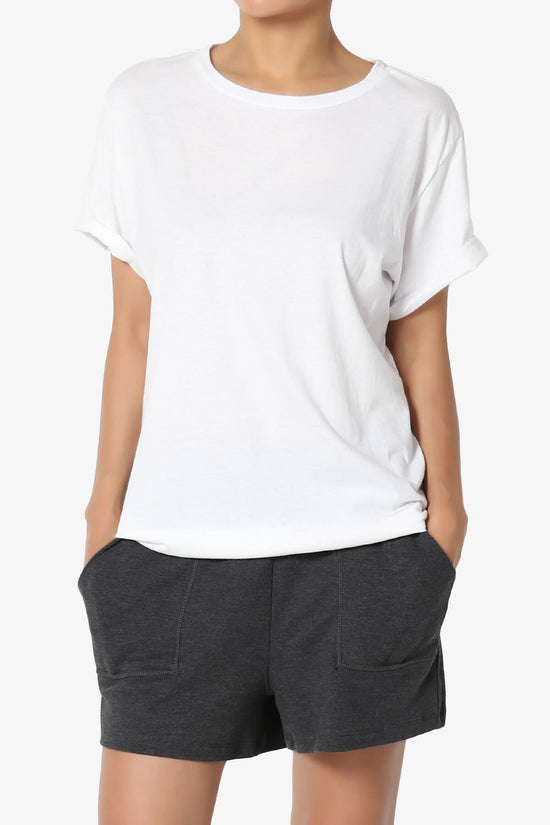 Mayra O Neck Cotton Boyfriend Tee WHITE_1