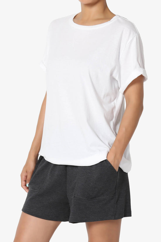Mayra O Neck Cotton Boyfriend Tee WHITE_3