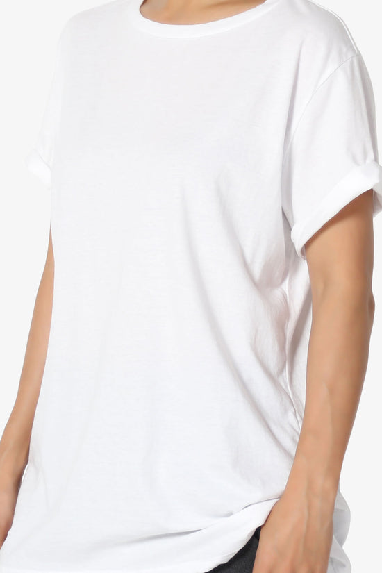 Mayra O Neck Cotton Boyfriend Tee WHITE_5