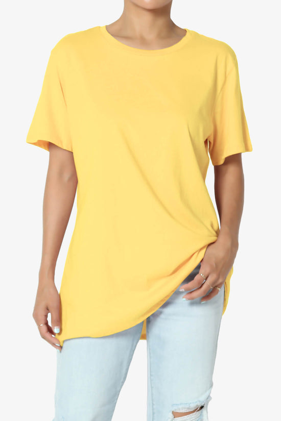 Mayra O Neck Cotton Boyfriend Tee YELLOW_1