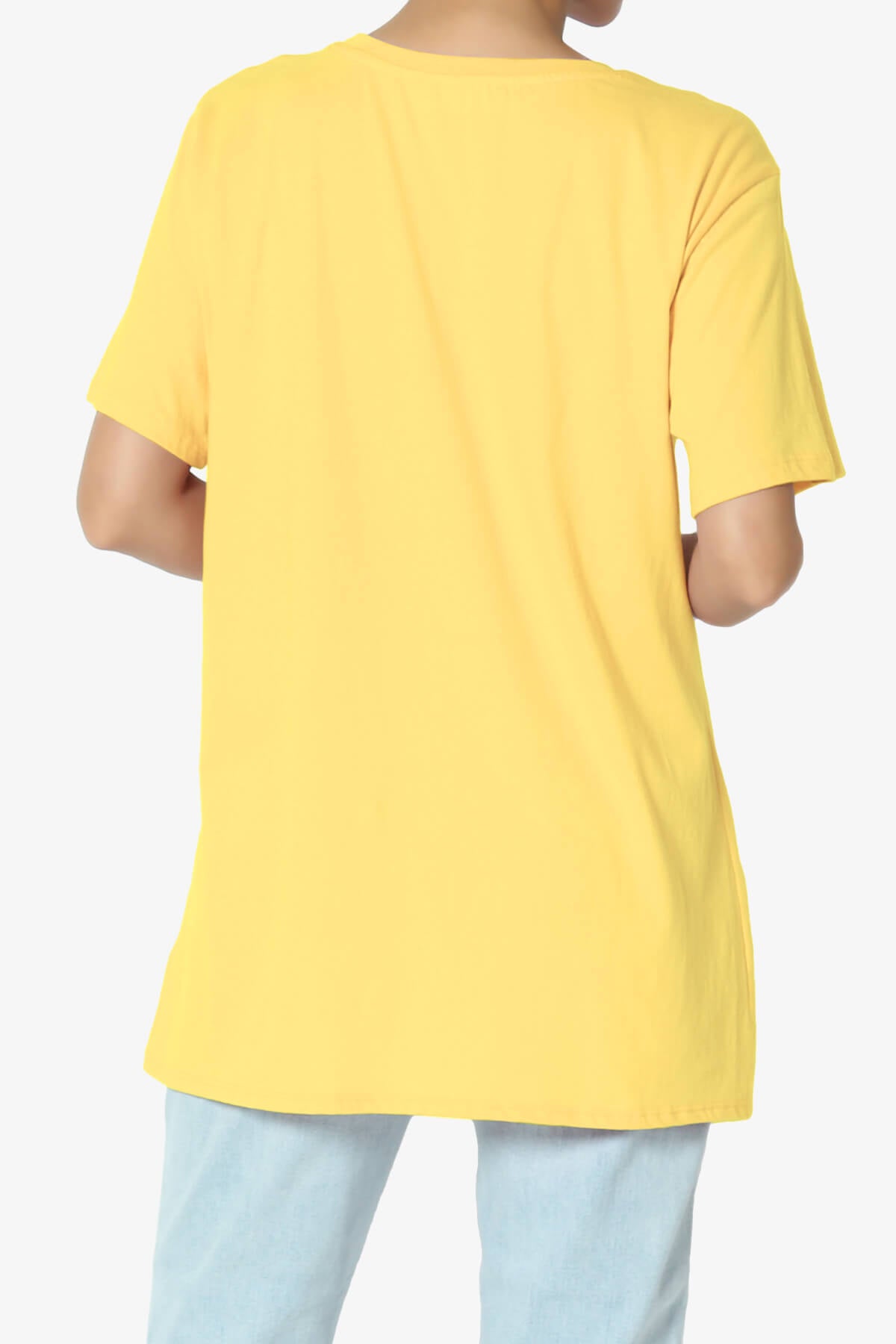 Mayra O Neck Cotton Boyfriend Tee YELLOW_2