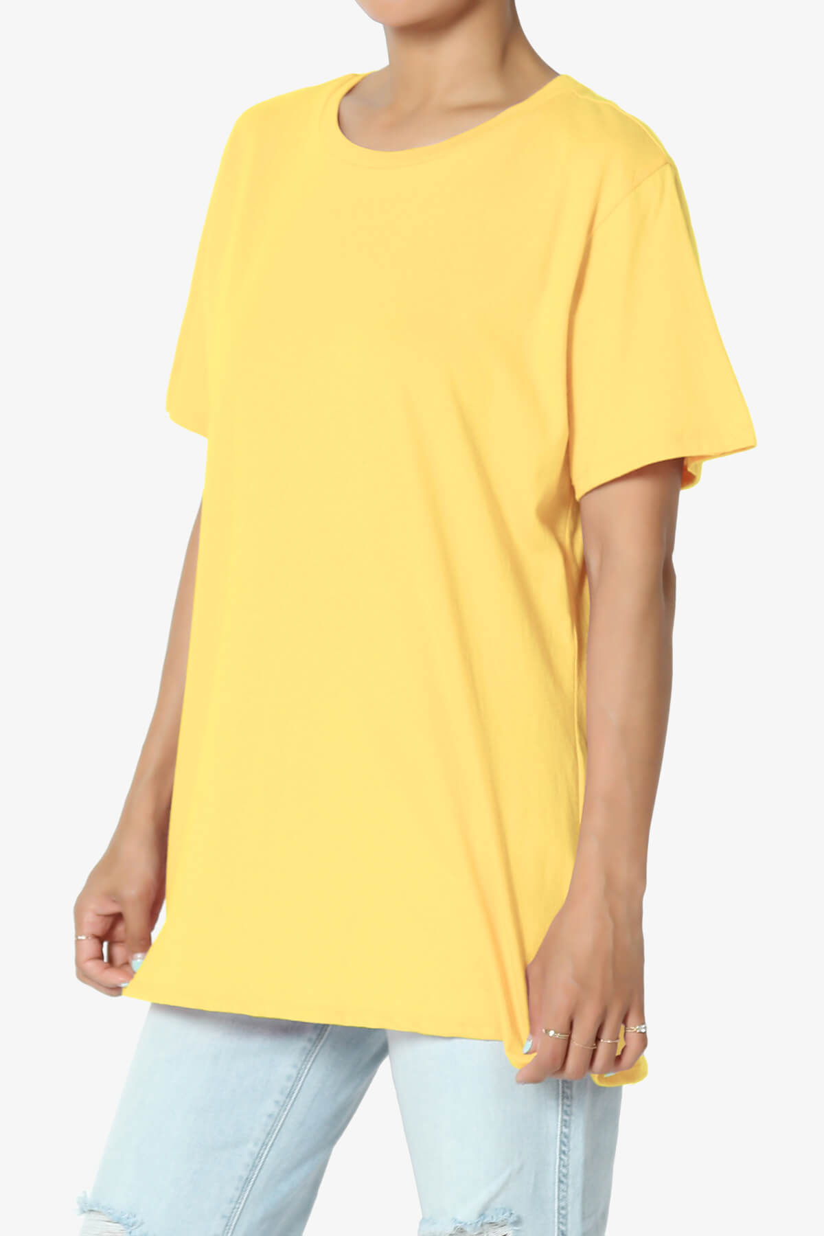 Mayra O Neck Cotton Boyfriend Tee YELLOW_3