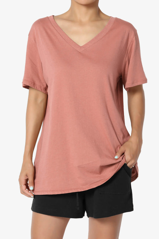 Mayra V-Neck Cotton Boyfriend Tee ASH ROSE_1