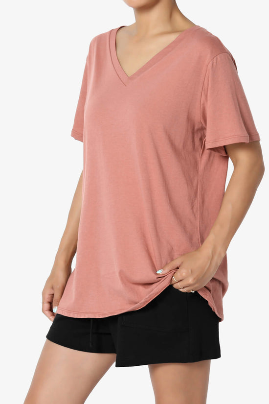 Mayra V-Neck Cotton Boyfriend Tee ASH ROSE_3