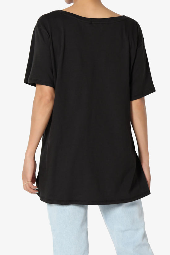 Mayra V-Neck Cotton Boyfriend Tee BLACK_2