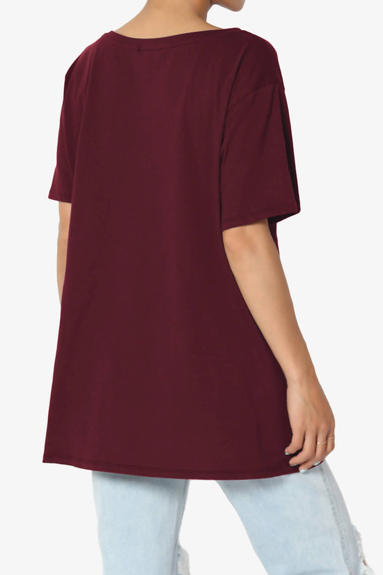Mayra V-Neck Cotton Boyfriend Tee DARK BURGUNDY_4