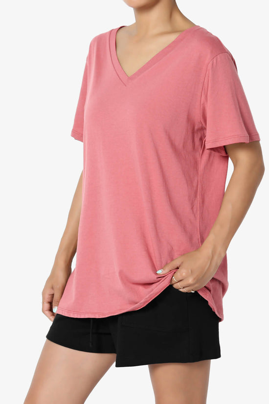Mayra V-Neck Cotton Boyfriend Tee DESERT ROSE_3