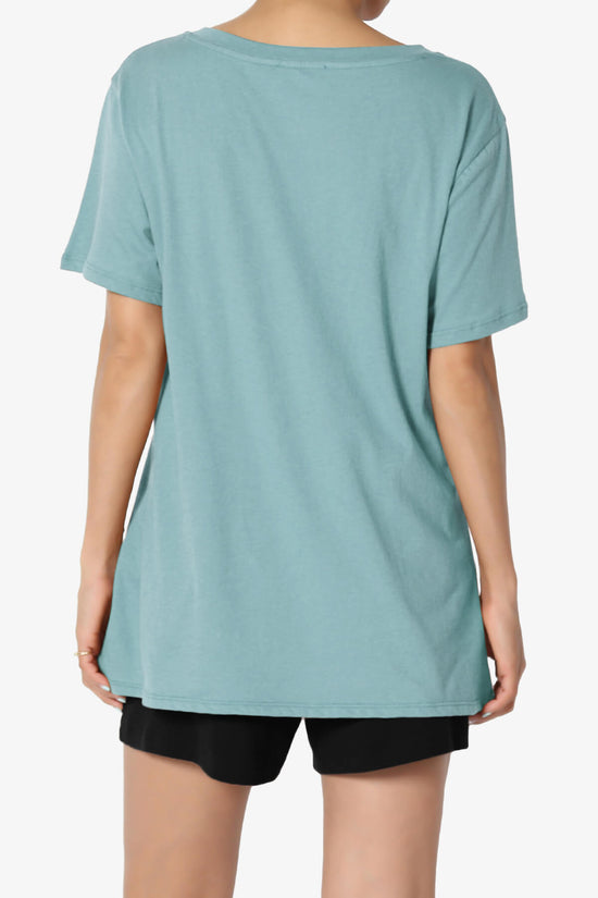 Mayra V-Neck Cotton Boyfriend Tee DUSTY BLUE_2
