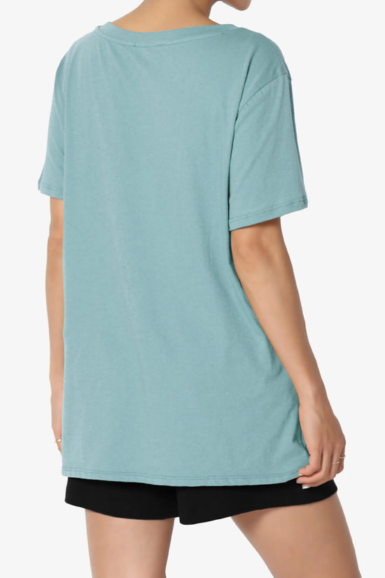 Mayra V-Neck Cotton Boyfriend Tee DUSTY BLUE_4