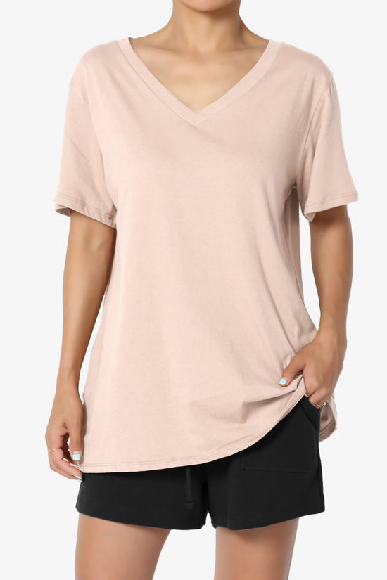 Mayra V-Neck Cotton Boyfriend Tee DUSTY BLUSH_1