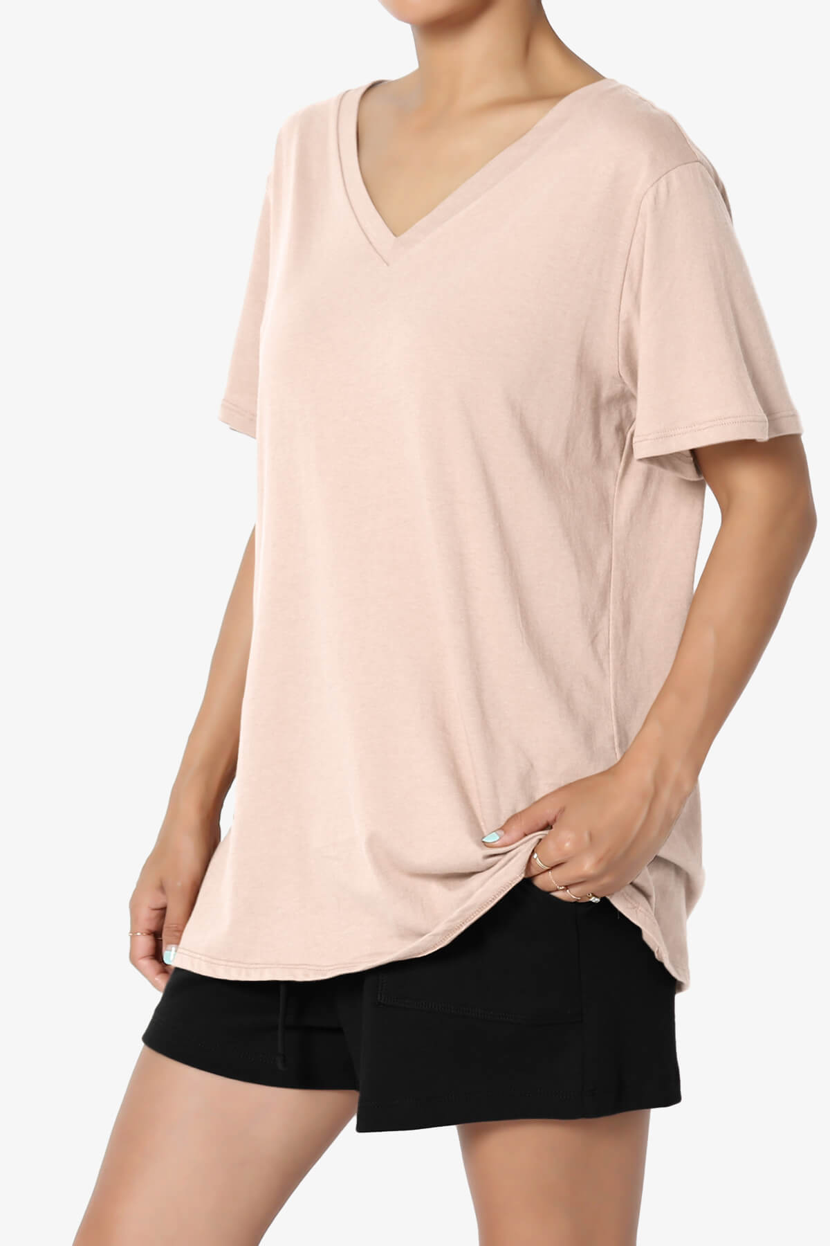Mayra V-Neck Cotton Boyfriend Tee DUSTY BLUSH_3