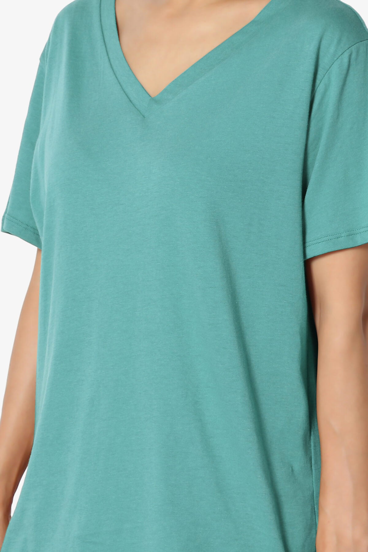 Mayra V-Neck Cotton Boyfriend Tee DUSTY TEAL_5