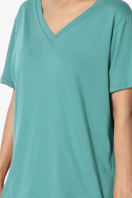 Mayra V-Neck Cotton Boyfriend Tee DUSTY TEAL_5