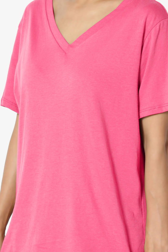Mayra V-Neck Cotton Boyfriend Tee FUCHSIA_5