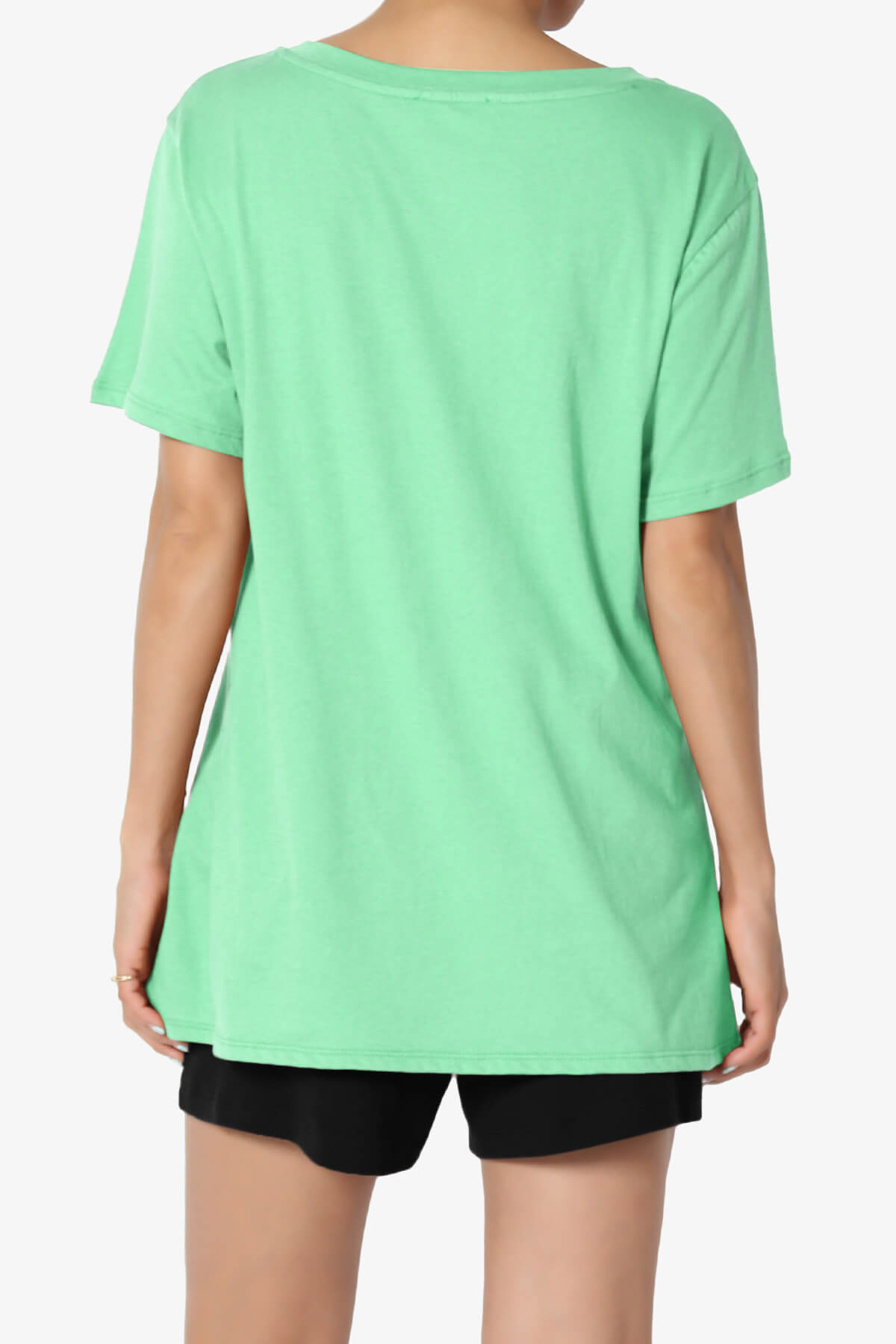 Mayra V-Neck Cotton Boyfriend Tee GREEN MINT_2