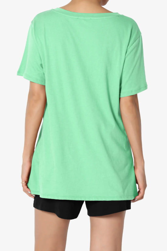 Mayra V-Neck Cotton Boyfriend Tee GREEN MINT_2