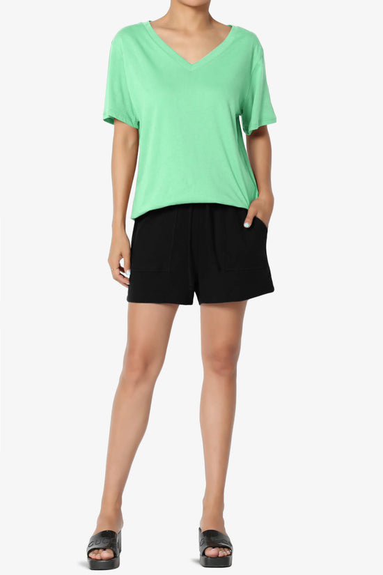 Mayra V-Neck Cotton Boyfriend Tee GREEN MINT_6
