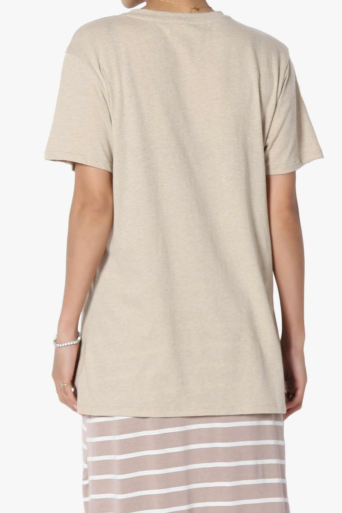 Mayra V-Neck Cotton Boyfriend Tee HEATHER BEIGE_2