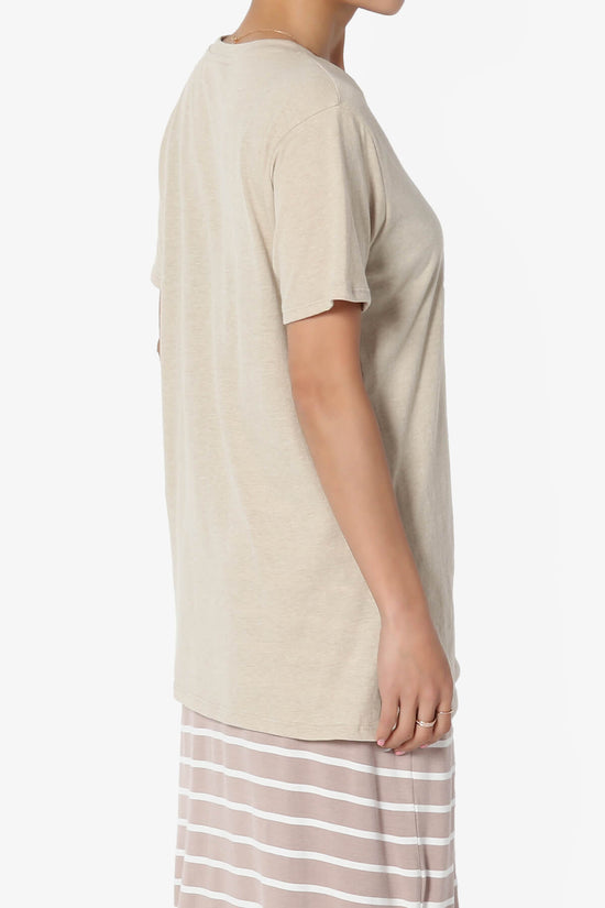Mayra V-Neck Cotton Boyfriend Tee HEATHER BEIGE_4