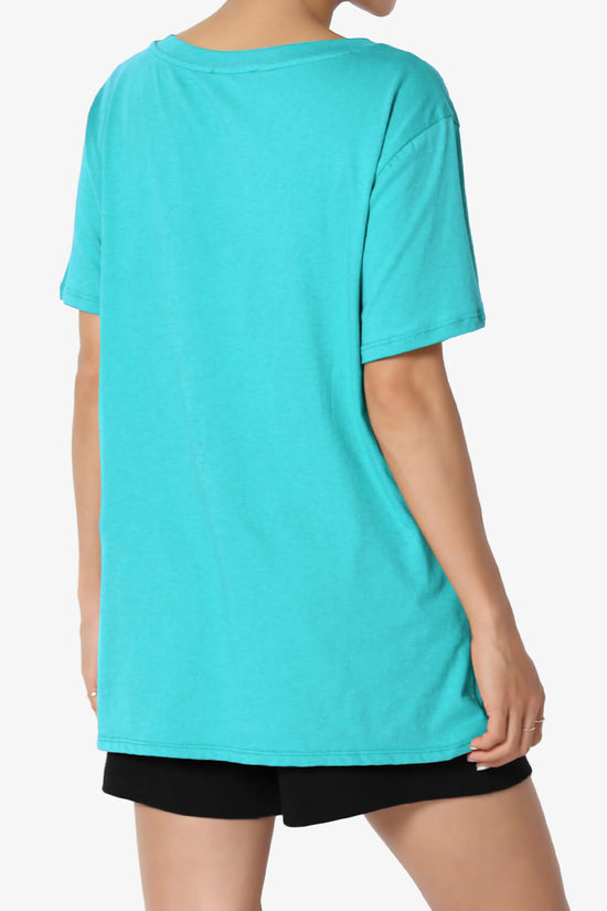 Mayra V-Neck Cotton Boyfriend Tee ICE BLUE_4