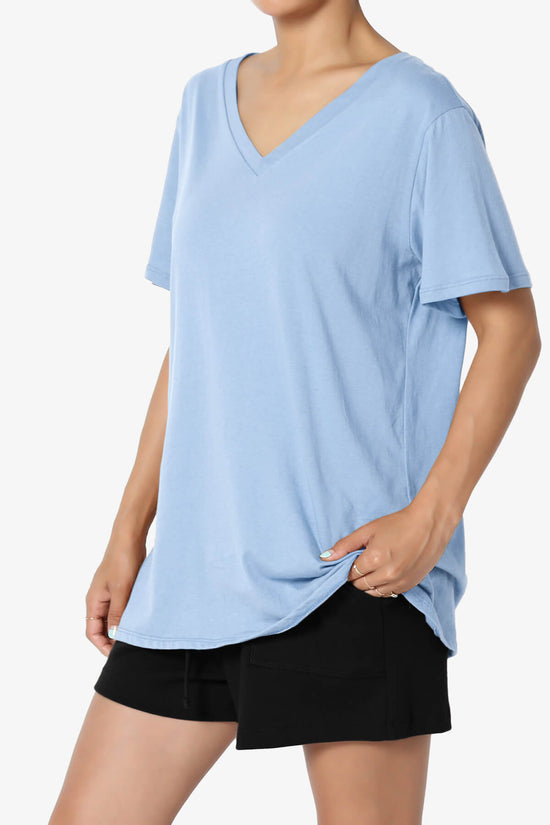 Mayra V-Neck Cotton Boyfriend Tee LIGHT BLUE_3