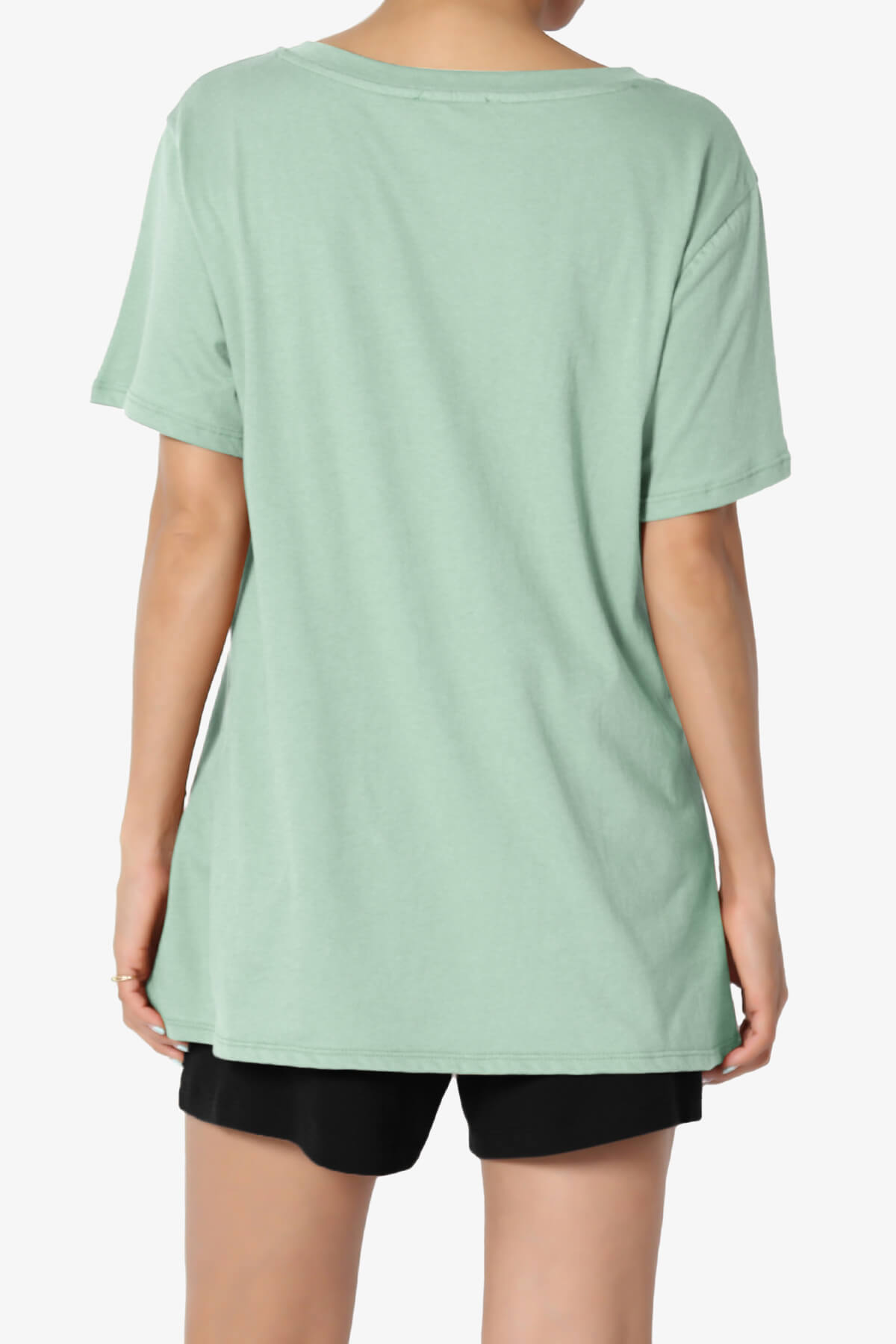 Mayra V-Neck Cotton Boyfriend Tee LIGHT GREEN_2