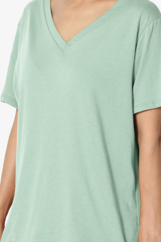 Mayra V-Neck Cotton Boyfriend Tee LIGHT GREEN_5