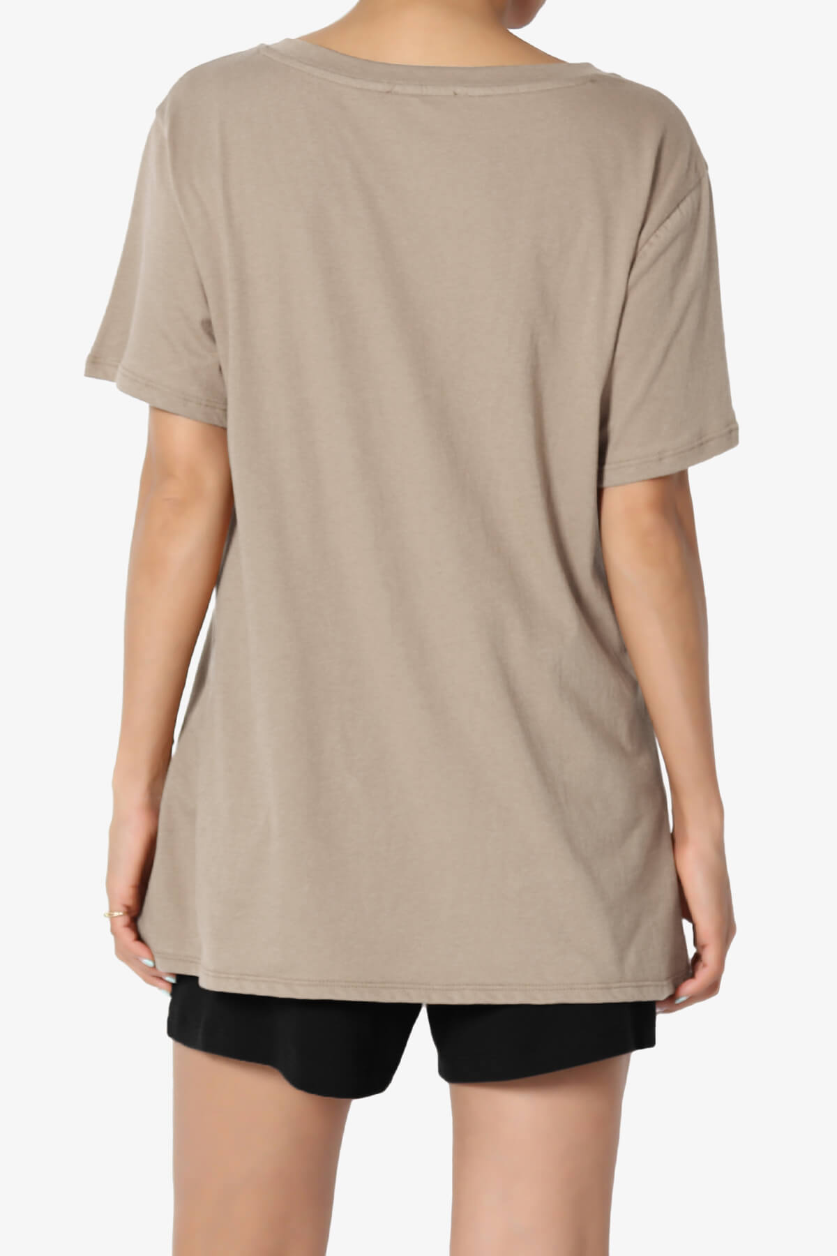 Mayra V-Neck Cotton Boyfriend Tee LIGHT MOCHA_2