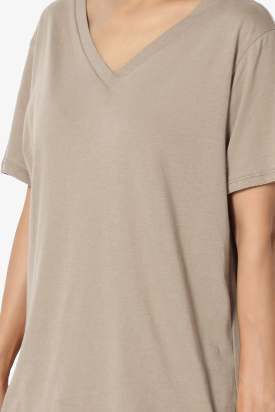 Mayra V-Neck Cotton Boyfriend Tee LIGHT MOCHA_5