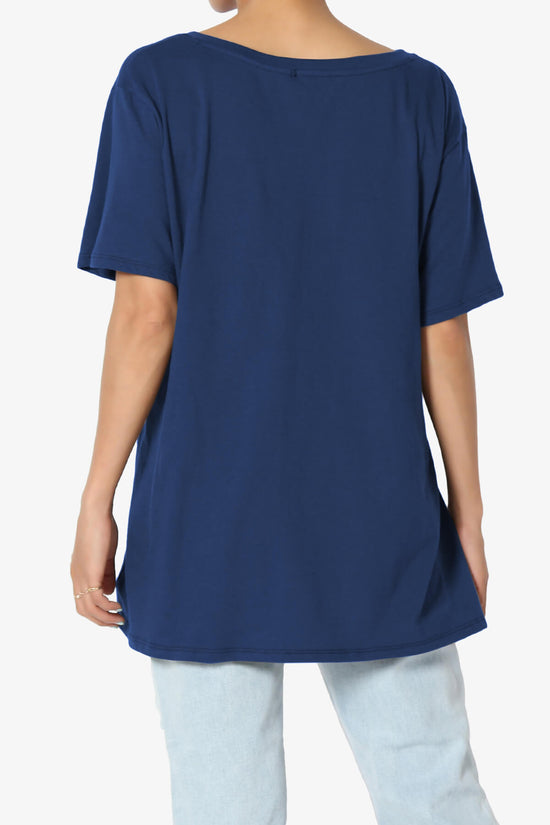 Mayra V-Neck Cotton Boyfriend Tee LIGHT NAVY_2