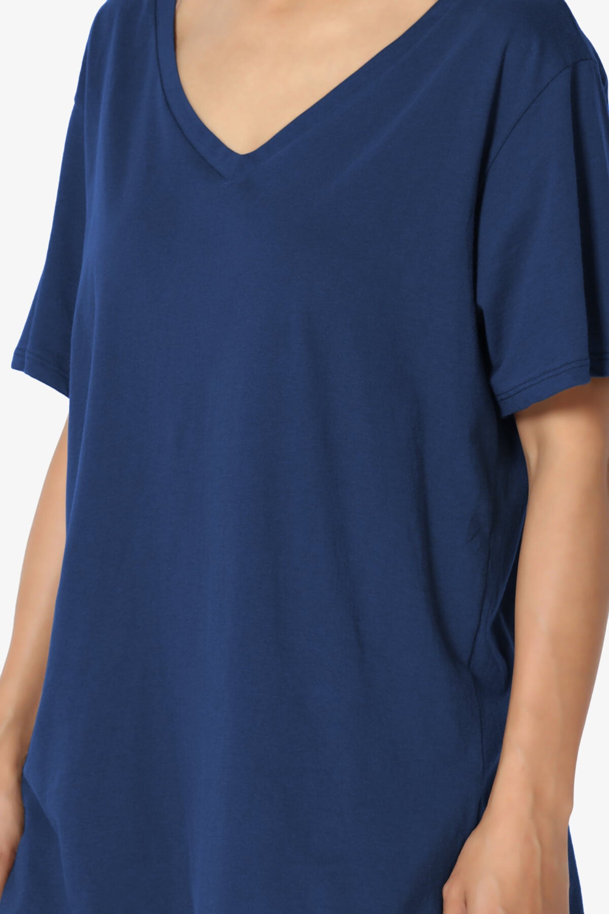 Mayra V-Neck Cotton Boyfriend Tee LIGHT NAVY_5