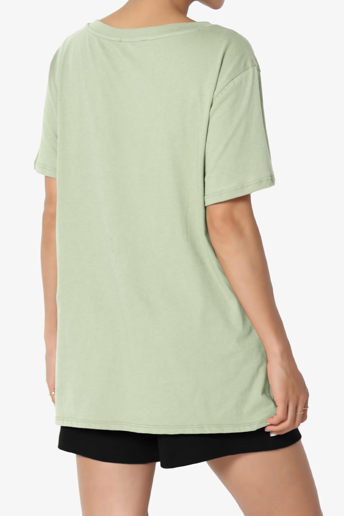 Mayra V-Neck Cotton Boyfriend Tee LIGHT SAGE_4