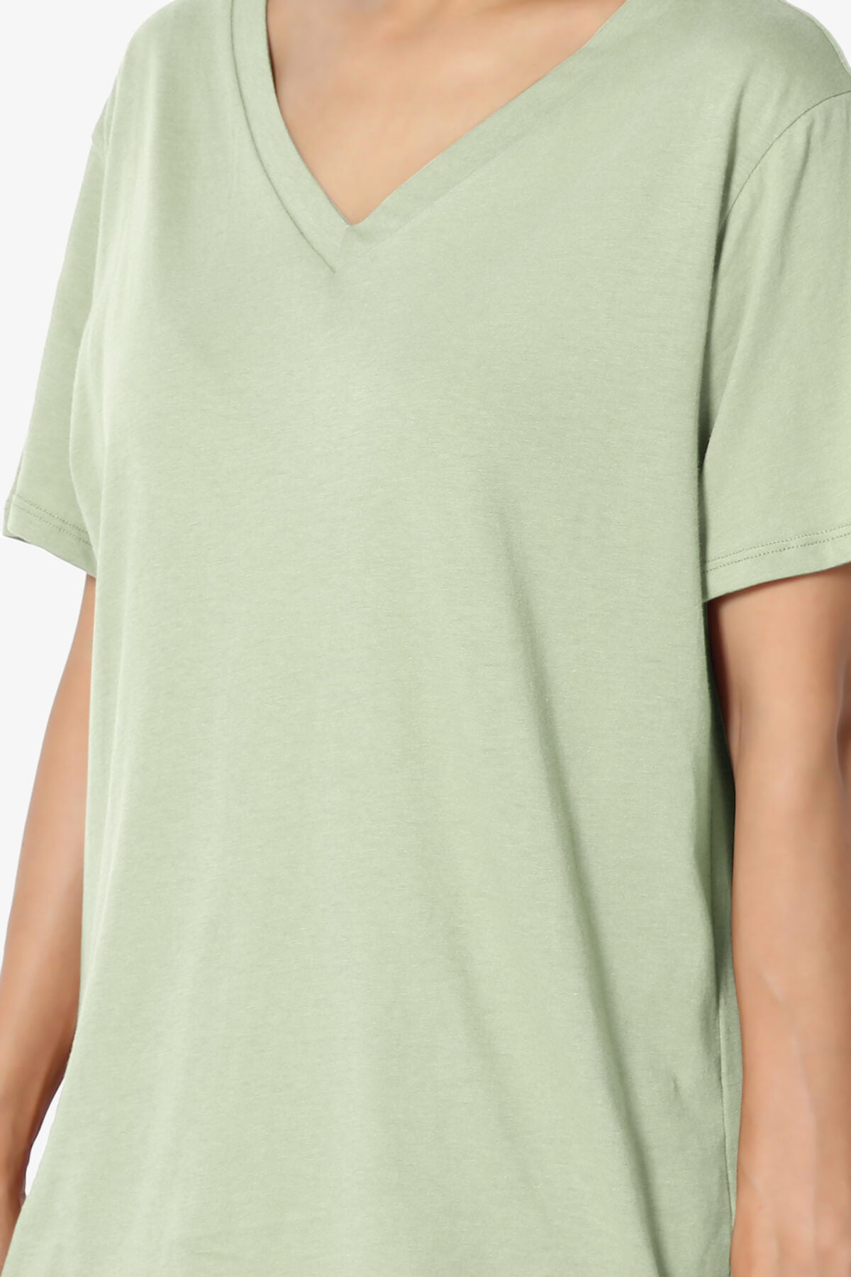 Mayra V-Neck Cotton Boyfriend Tee LIGHT SAGE_5