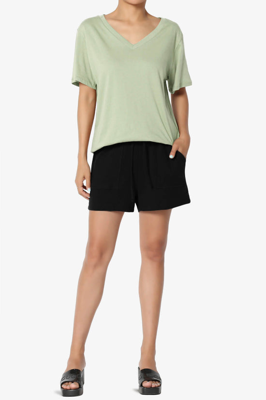 Mayra V-Neck Cotton Boyfriend Tee LIGHT SAGE_6