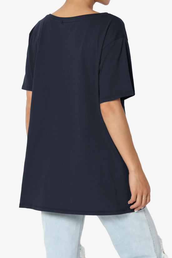 Mayra V-Neck Cotton Boyfriend Tee NAVY_4