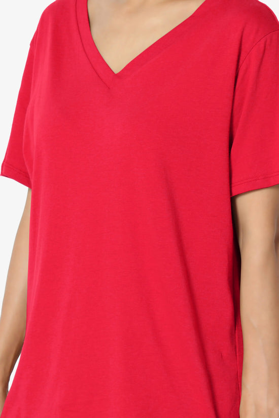Mayra V-Neck Cotton Boyfriend Tee RED_5