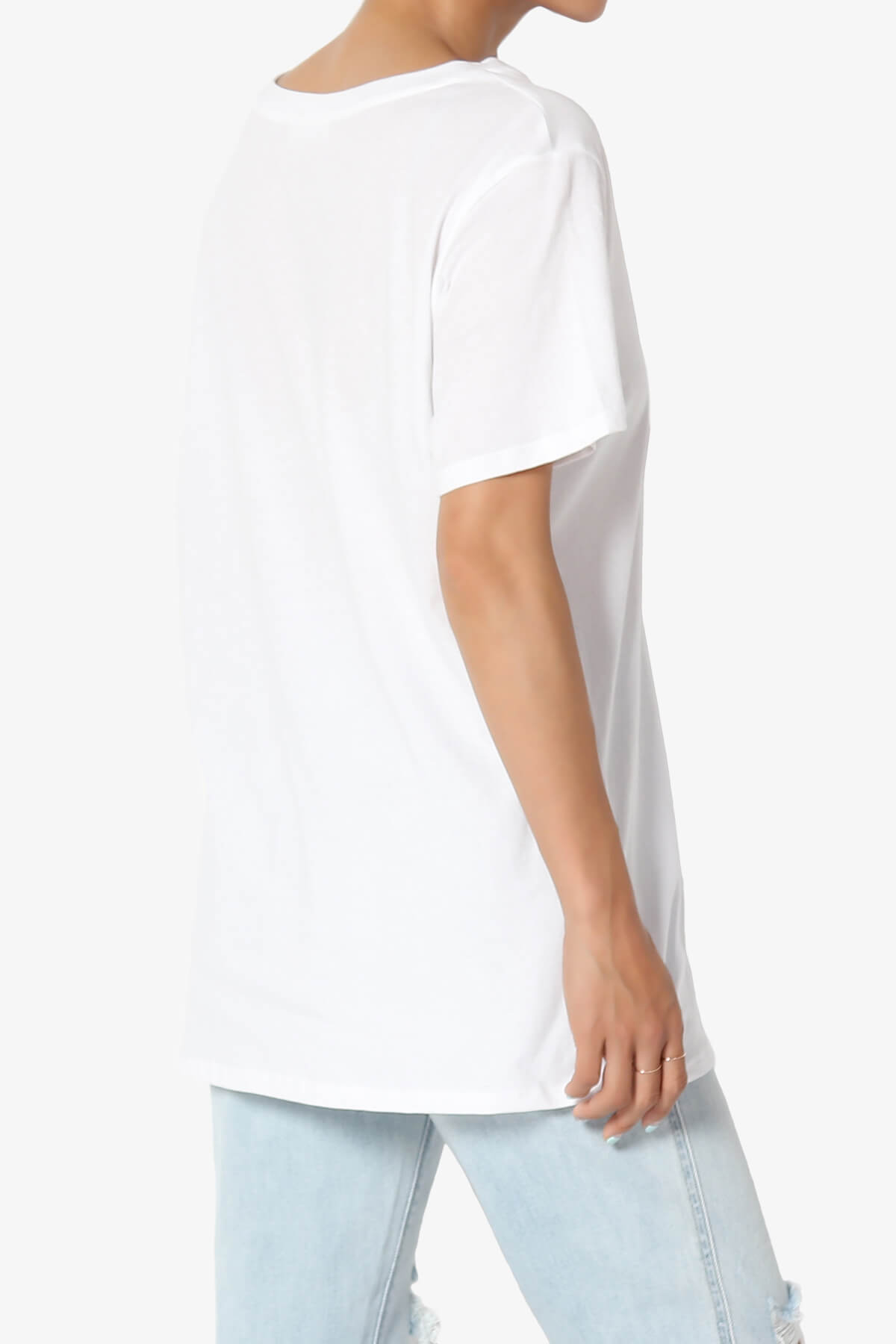 Mayra V-Neck Cotton Boyfriend Tee WHITE_4